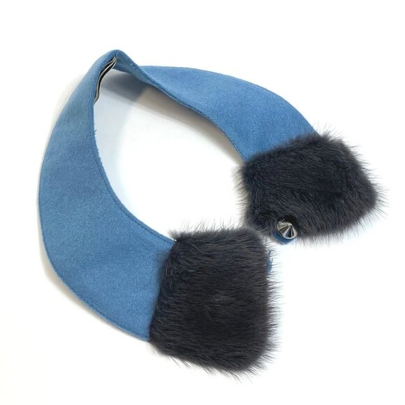 FENDI Attached color collar Blue x gray - Picture 1 of 8